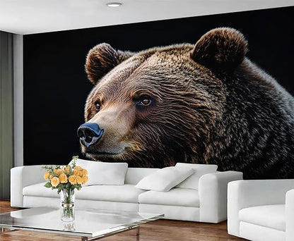 Brown Bear Wall Mural, Bear 3D Wall Murals, Wild Animal Wallpaper Mural, for Living Room Bedroom Large Wallpaper Indoor Decor 169.3" W x118.2 H