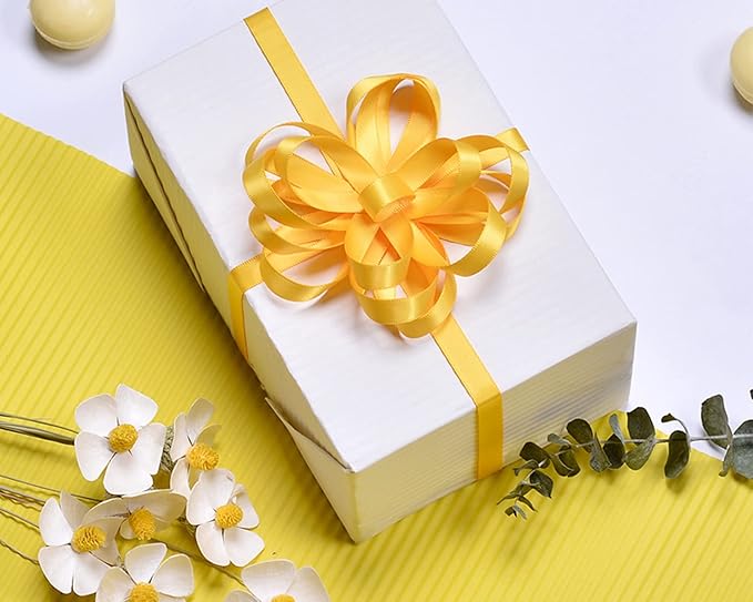 Double Face Yellow Satin Ribbon 1-1/2" X 50 Yards Polyester Maize Yellow Ribbon for Gift Wrapping Very Suitable for Weddings Party Hair Bow Invitation Decorations and More