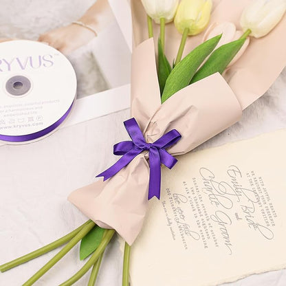 Purple Satin Ribbon, Double Faced 1/2 Inch X 50 Yards Purple Ribbon, Premium Satin Ribbon for Gift Wrapping, Crafts, Hair Bow Making, Sewing, Flower Bouquet, Wedding Party Decor