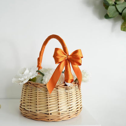 MEEDEE Orange 1 Inch Ribbon Orange Satin Ribbon Lux Double Faced Satin Ribbons by 50 Yards Polyester Wrapping Ribbons for Crafts, Wedding, Flower Bouquet, Holiday Decorating