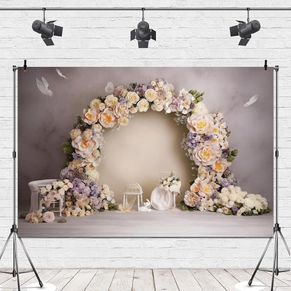 Leowefowa Wedding Flower Wall Backdrop Retro Arch Pink Floral Wall Backdrop Background for Wedding Anniversary Birthday Party Decorations Banner Studio Props 10x8ft Vinyl