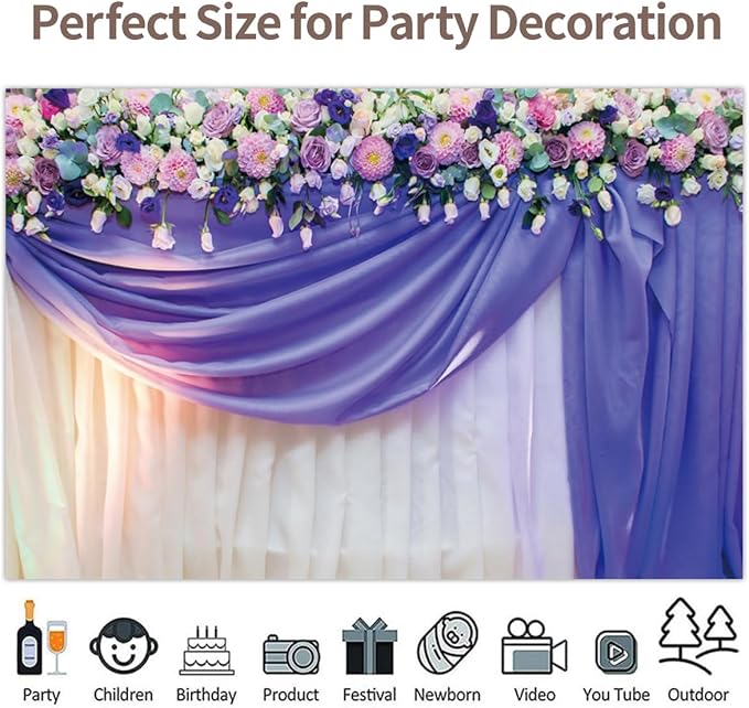 Leowefowa Flower Wedding Backdrop Wedding Pink Roses Floral Curtain Photography Background for Weeding Birthday Baby Shower Party Decorations Backdrop Photobooth 10x8ft Vinyl