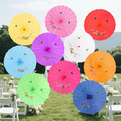 33" Blue Flower Silk Cloth Decoration Handmade Parasol Umbrella Chinese Japanese Asian DIY Art Dance Classical Umbrella for Wedding Parties Photography Costumes Cosplay (Blue)