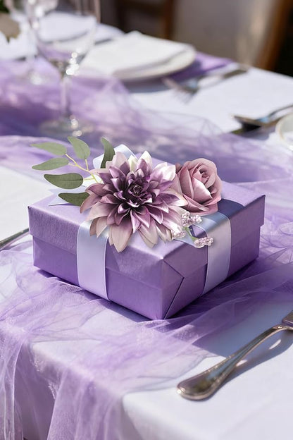 Purple Artificial Flowers Combo Box Set Silk Flowers Fake Rose for DIY Floral Arrangements Wedding Bouquets Centerpieces Baby Shower Party Home Decorations