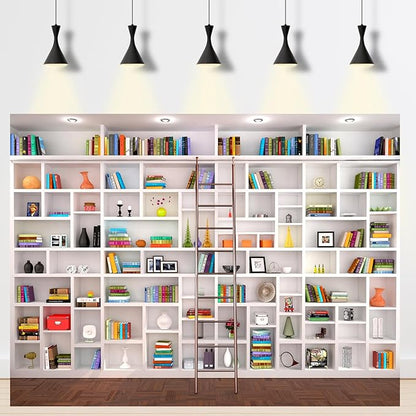 Bookshelf Photography Background Bookcase School Library Backdrop Online Office Conference Background Webcam Zoom Meeting Decoration Backdrop Photo Studio Office Wallpaper Decor 12x8ft