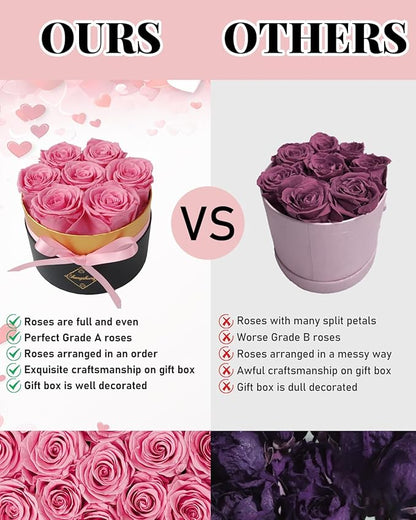 Preserved Roses in a Box, Forever Real Rose Preserved Flowers for Delivery, Eternal Rose Last 2-3 Years, Anniversary Birthday Roses Forever Gifts for Women Mothers, Wife, Her, Mom