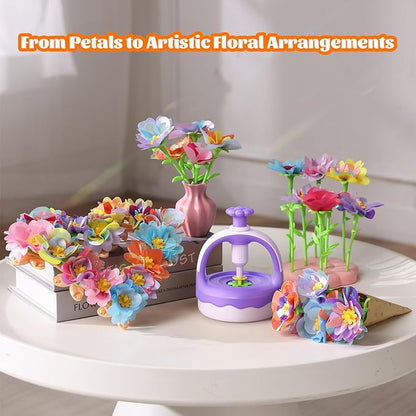 Fabric Flower Bouquet Craft Kit, DIY Arts & Crafts Toy for Kids, Creative Flower-Making Activity Set, Educational Preschool Toy, Perfect Birthday & Christmas Gift for Girls Ages 4 5 6 7 8+ (purple)
