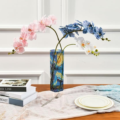 Flower Vase for Centerpieces, Shark in Van Plastic Cylinder Vase, Clear Bud Vases for Home Wedding Office Table Decor