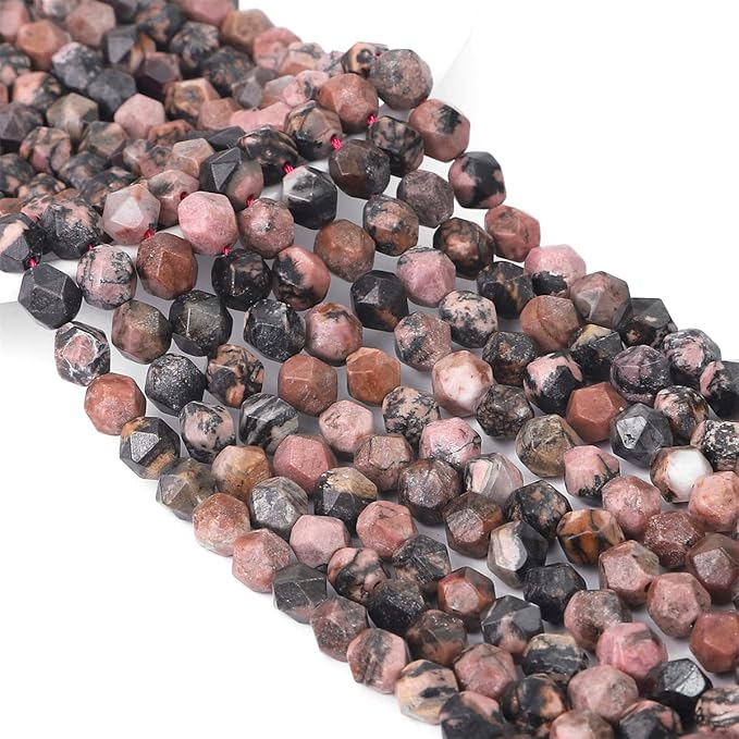 Faceted Natural Rhodochrosite Stone Round Beads 10mm 36cm/Strand for Jewelry Making
