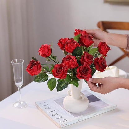 YXZZWL 60 Pcs Artificial Roses in Bulk, Fake Silk Roses Realistic Roses Stem Faux Roses Bouquet for Wedding Centerpieces Flower Arrangement Home Decor (Red)