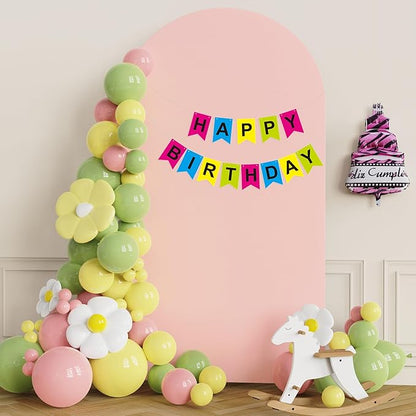 Putros 7.2ft Metal Arch Stand with Cover Pale Pink Spandex Fitted Wedding Arch Cover and Round Top Chiara Backdrop Stand Set for Birthday Party Baby Shower Decoration