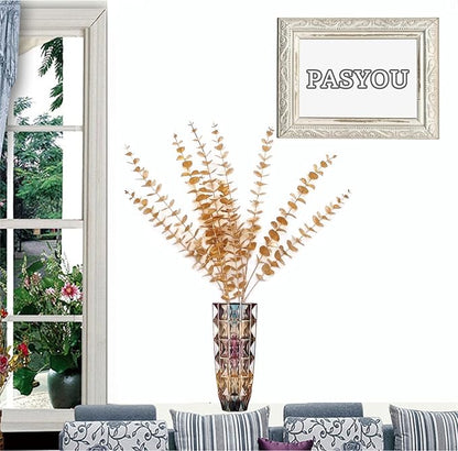 PASYOU Artificial Plants for Christmas Decor, Fake Gold Eucalyptus Plastic Grass Shrubs Leaves Indoor Outdoor Home Garden Party Hotel Wedding Event Faux DIY Decoration - 30 Inch Golden 2 Pack