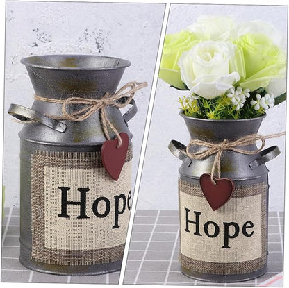 Zerodeko 2pcs Vintage Style Decorative Flower Buckets Retro Iron Plant Containers Creative Rustic Flower Arrangement Pots for Home Wedding Living Decor