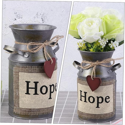 Zerodeko 2pcs Vintage Style Decorative Flower Buckets Retro Iron Plant Containers Creative Rustic Flower Arrangement Pots for Home Wedding Living Decor
