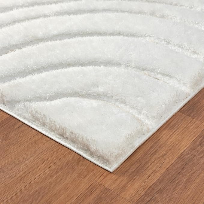 LUXE WEAVERS Lantanas Collection 7070 Cream 8x10 Modern Shag Geometric Area Rug