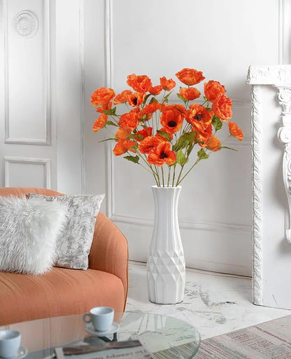 30 Heads 6 PCS Orange Poppy Flowers Artificial Flowers Silk Flowers 32 in Poppy Flowers for Wedding Home Party Table Centerpiece Arrangement Decoration (Orange)