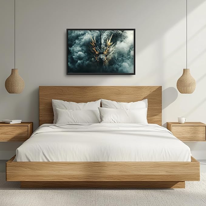 Chinese Dragon Large Wall Art Framed Wall Decor for Living Room Asian Dragon Pictures Oversized Canvas Print Painting Modern Extra Large Framed Artwork for Bedroom Office Home Decor 36"x24"