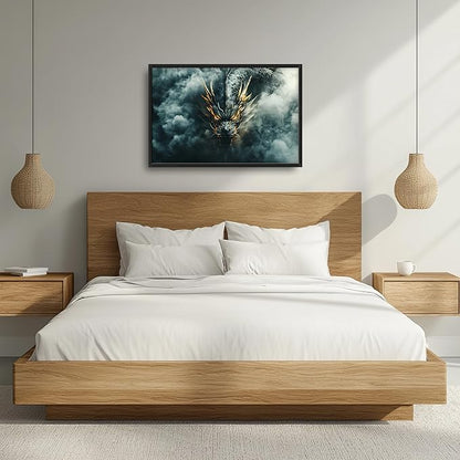 Chinese Dragon Large Wall Art Framed Wall Decor for Living Room Asian Dragon Pictures Oversized Canvas Print Painting Modern Extra Large Framed Artwork for Bedroom Office Home Decor 36"x24"