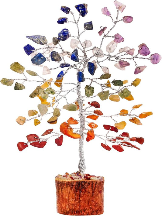 Crystal Tree for Positive Energy - 7 Chakra Tree - Feng Shui Decor - Artificial Tree - Chakra Decor - Reiki Tree Spiritual Decor - Home Office Décor