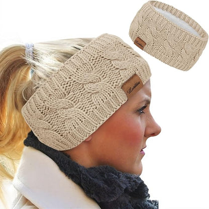 Loritta Womens Ear Warmers Headbands Winter Warm Fuzzy Cable Knit Head Wrap Fleece Lined Gifts