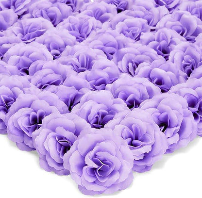 Bright Creations Silk Foam Roses - 50 Stemless 3in Light Purple Heads - Realistic Blooms for Wedding Decor & DIY Crafts - Bulk Artificial Roses Light Purple Flowers