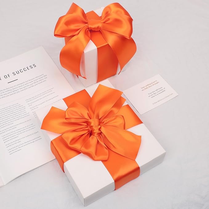 Orange Satin Ribbon, Double Faced 2 Inch X 50 Yards Orange Ribbon, Premium Satin Ribbon for Gift Wrapping, Crafts, Hair Bow Making, Sewing, Flower Bouquet, Wedding Party Decor