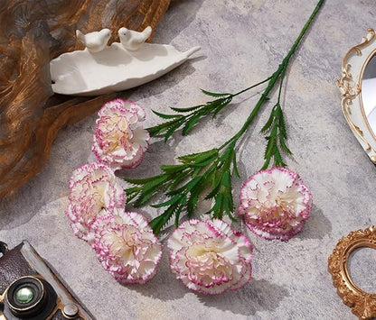IPOPU 27.56in Carnations Artificial Flowers 6pcs 30 Heads Silk Carnations Flowers with Stems for Wedding Home Table Centerpieces Floral Arrangements Decor(Pink Edge)