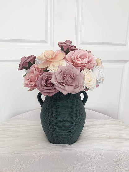 Roses Artificial Flowers Pink Bouquet Combo Box Set Fake Flower Bulk for DIY Bridal Wedding Shower Decorations Centerpieces for Table Faux Floral Arrangement for Party Home Decor Indoor