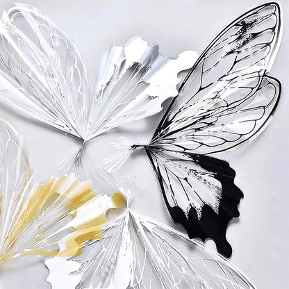 LLBWKC 20 Sets Butterfly Flower Wrapping Paper, Waterproof Butterfly Flower Bouquet Wrapping Paper, OPP Clear Floral Wraps for Florist Supplies, Gift Packaging, DIY Craft 20x22 in (White Butterfly)