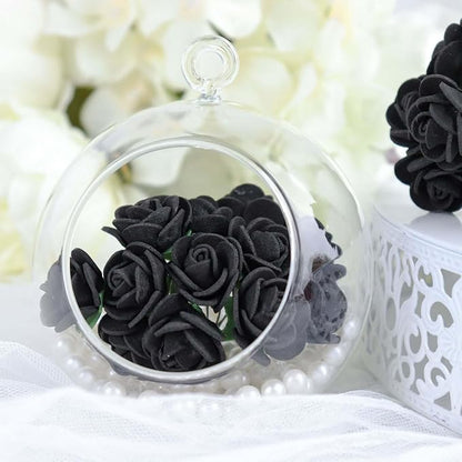 Efavormart 48 Roses | 4" Tall Black Real Touch Artificial DIY Foam Rose Flowers with Stem, Craft Rose Buds