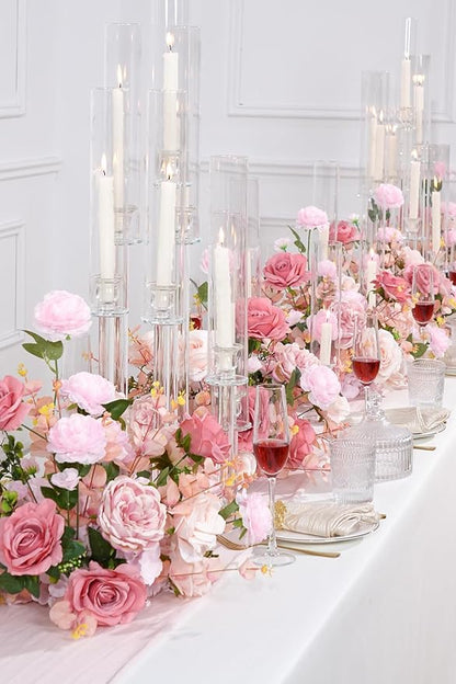 2pcs 17inch Pink Free Standing Flowers Ball Bouquet Artificial Rose Arrangements Balls for Wedding Centerpieces Tables Chair Aisle Runner Flowers Decorations