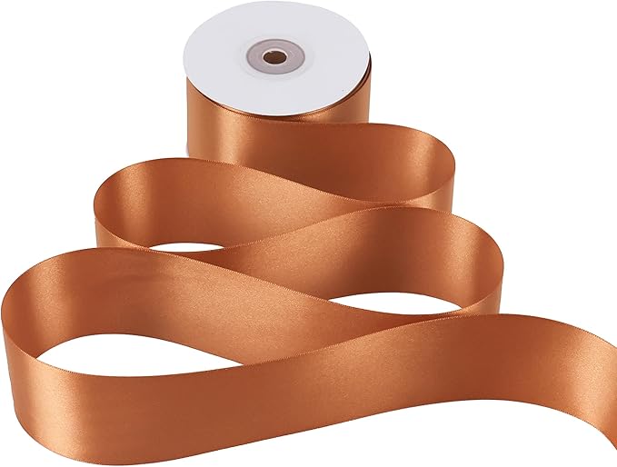 MEEDEE Terracotta Satin Ribbon - 2 Inch Double Faced Orange Ribbon by 25 Yards for Christmas, Thanksgiving, Fall, Wedding, Flower Bouquet