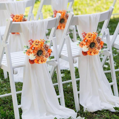 Jspupifip Orange Yellow Artificial Flowers Combo Box Fake Silk Roses with Stems Hydrangea Peony Arrangement for Bridal Shower Boho DIY Wedding Cake White Flowers Table Decorations