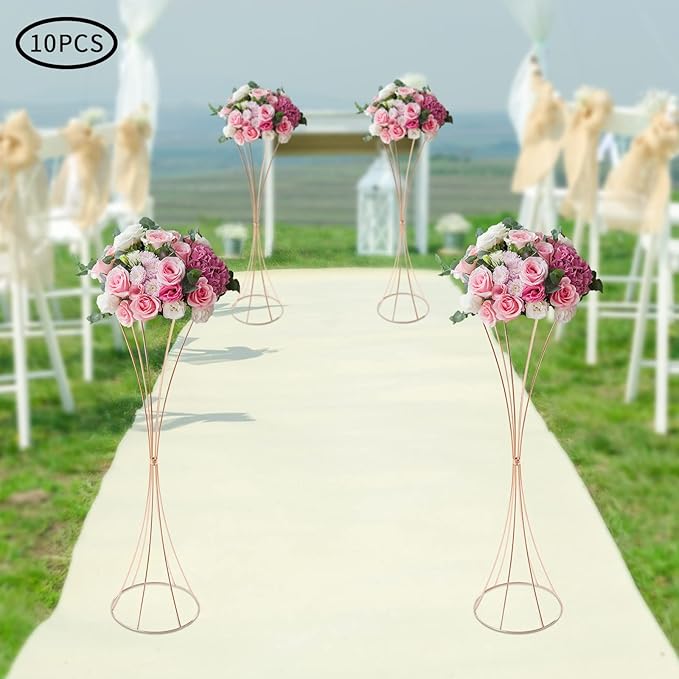 Metal Gold Vase, 10 Pcs Gold Centerpieces for Table Wedding 31.5in Tall Metal Trumpet Vase Wedding Vases Flower Stand for Tables, Home Decor, Party Decorations