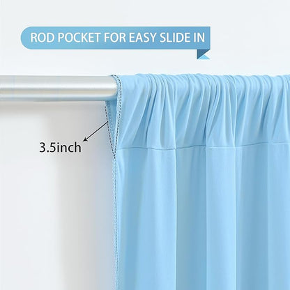 Blue Backdrop Curtains 2 Panels - Wrinkle-Free Light Blue Curtains Polyester Photography Drapes Photo Background for Baby Shower Birthday Party Decorations- 8 X10FT (Blue)