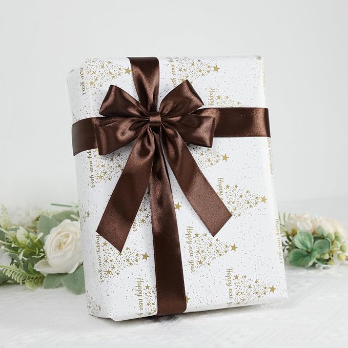 Brown Ribbon 1 Inch 60 Yards, Brown Satin Ribbon for Gift Wrapping, Flower Bouquet, Graduation Lei, Crafts, Baby Shower, Eternal Flower, Christmas and Wedding