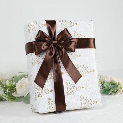 Brown Ribbon 1 Inch 60 Yards, Brown Satin Ribbon for Gift Wrapping, Flower Bouquet, Graduation Lei, Crafts, Baby Shower, Eternal Flower, Christmas and Wedding
