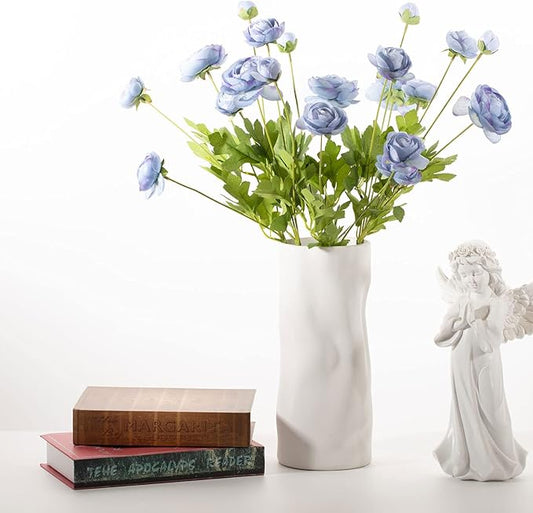 Artificial Silk Flowers Ranunculus Fake Flower 5 Pcs,Suitable for core Decoration,Wedding Floral Creation,Flower Arrangement DIY Project,Interior Decor（Blue）