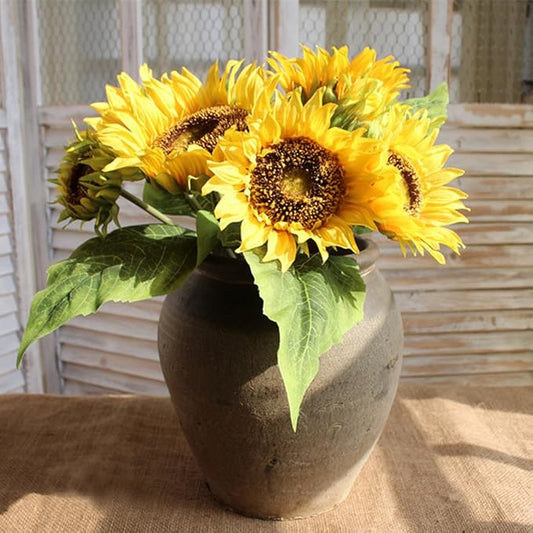 Bringsine Sunflowers Artificial Flowers Bouquet for Home Decoration Wedding Decor Silk Bride Holding Floral Decors