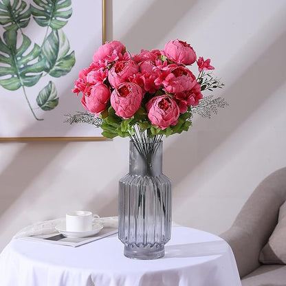 Duovlo Springs Flowers Artificial Silk Peony Bouquets Wedding Home Decoration,Pack of 1 (Spring Pink)