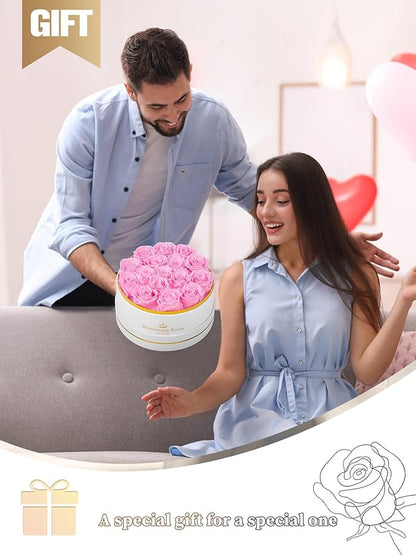 Preserved Roses Forever Flowers Real Roses in a Box Mother's Day Birthday Flowers for Her Mom Women Wife Valentine's Day, 16 Light Pink Roses