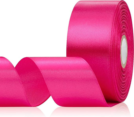 30 Yards Hot Pink Ribbon 1-1/2 Inch, Hot Pink Satin Ribbon for Flower Bouquet Accessories, Gift Wrapping, Crafts, Hair, Christmas, Wedding and Bow Making
