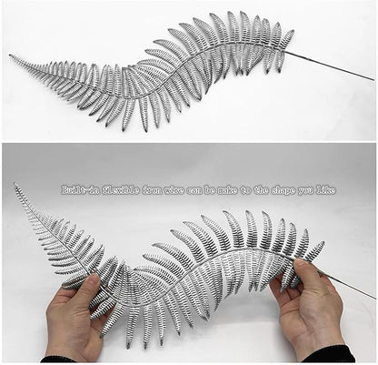CATTREE Artificial Silver Plants Tall Fern Leaves 23" 10 Pack, Fake Boston Ferns Plant Decorations Plastic Faux Foliage Shrubs Large Leaf for Party Wedding Table Centerpiece Bouquet DIY Silvery Décor