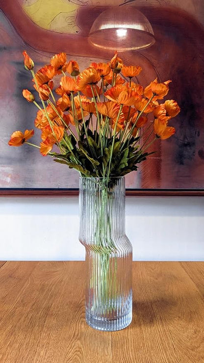 ATFL Orange Poppy Flowers Artificial for Wedding Decorations,12 Pcs Fake Faux Silk Poppies Bulk for Home Decor Table Centerpieces Floral Arrangement(23.5‘’, Orange)