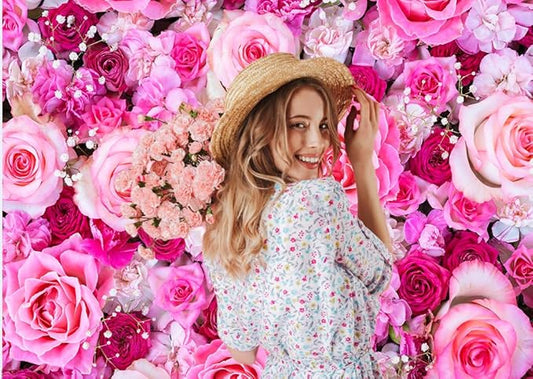 CHAIYA 8x6ft Flower Backdrop Rose Flowers Floral Wall Photography Background Birthday Baby Shower Wedding Party Banner Spring Tea Party Backdrop Photo Booth Props CY355