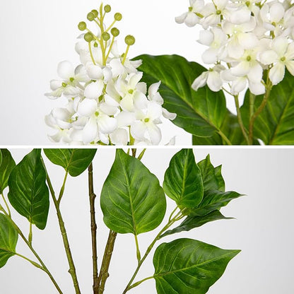 Artificial Lilac Flowers 30" Tall – Set of 3 Silk Lilac Flower Stems for Home Decor, Wedding Centerpieces, Faux Floral Arrangements – White Artificial Flowers for Vase, Spring & Farmhouse Décor