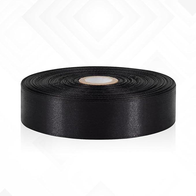 Black Satin Ribbon 1 Inch, 60 Yards Fabric Ribbon for Gift Wrapping, Hair, Crafts, Graduation Wreaths, Flower Bouquet, Invitation Cards, Halloween