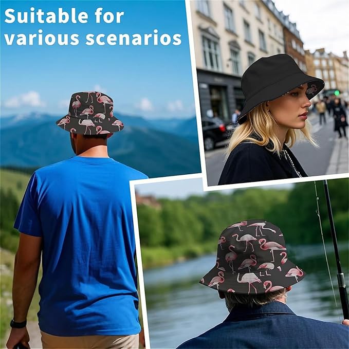 Bucket Hat for Women Men Unisex Sun Cap Packable Outdoor Fisherman Hat Headwear,Reversible Double-Side-Wear