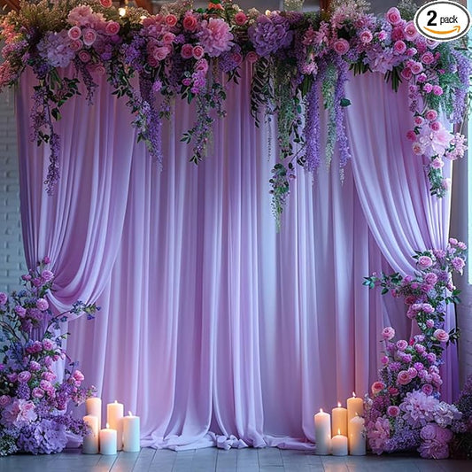 10x10ft Wrinkle Free Lavender Backdrop Curtain for Parties Soft Fabric Drapes Wedding Curtain Backdrop for Birthday Party Decorations Background for Photography 5x10ft,2 Panels
