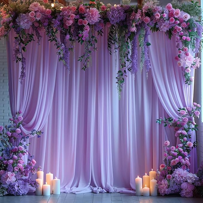 10x7ft Wrinkle Free Lavender Backdrop Curtain for Parties Soft Fabric Drapes Wedding Curtain Backdrop for Birthday Party Decorations Background for Photography 5x7ft,2 Panels